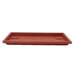 The HC Companies Venetian Rectangular Plant Tray, Plastic Drip Saucer, Clay