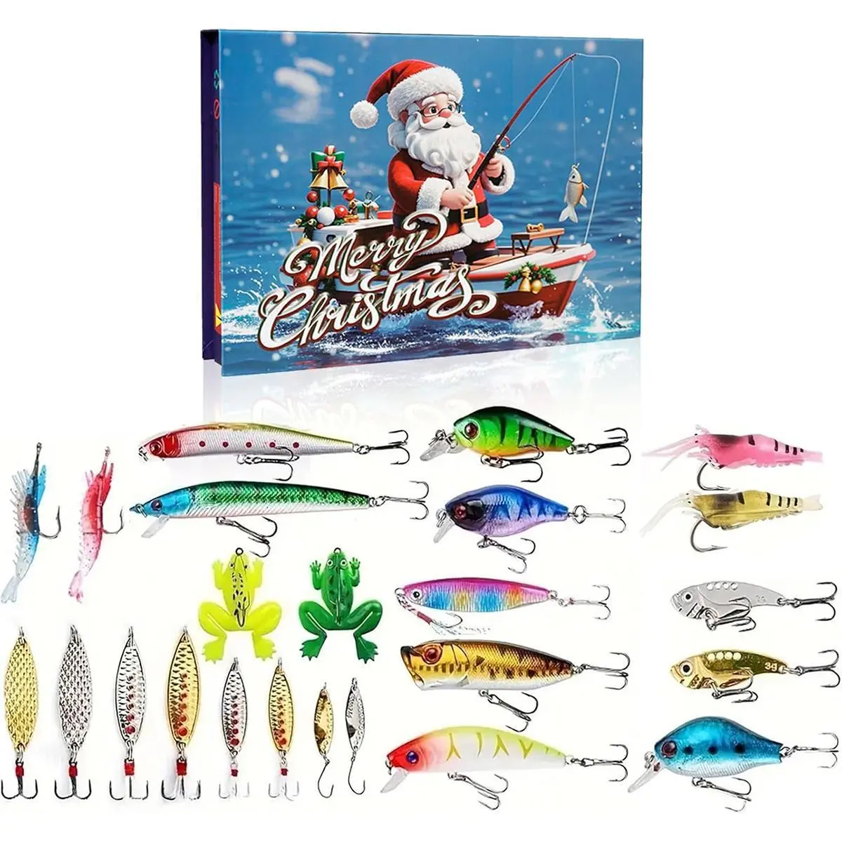 Fishing Lure Blind Box Advent Calendar 2026, 24 Days Countdown, 100+ Pcs Biomimetic Lures, Freshwater & Saltwater, Sharp Rust-Resistant Hooks, Christmas Gift for Anglers Dad Husband Teen Boy, Party Surprise Box