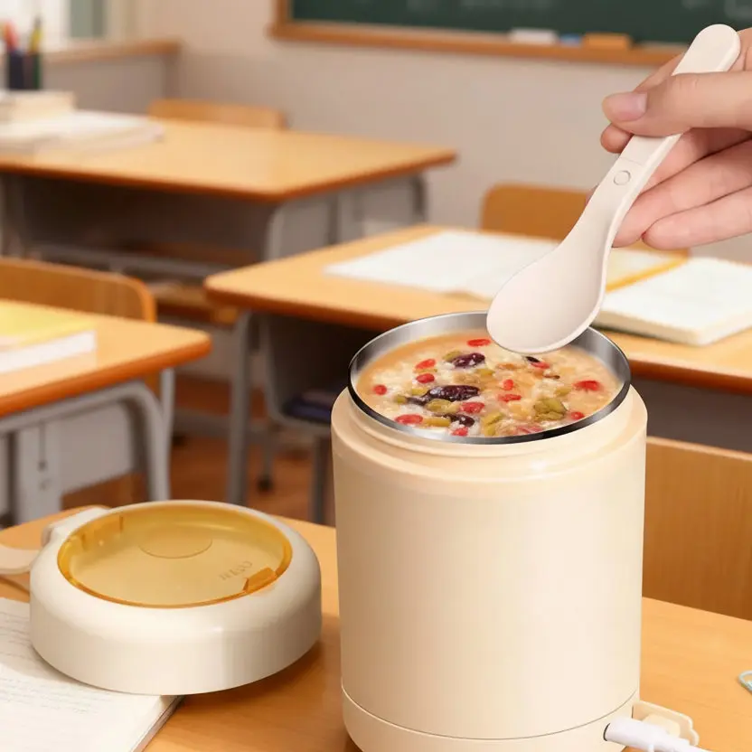 USB Heated Lunch Box - Stainless Steel Portable Thermal Soup Container, Tableware Food Container with USB Temperature Control & Double Wall Insulation for On-The-Go Hot Meals