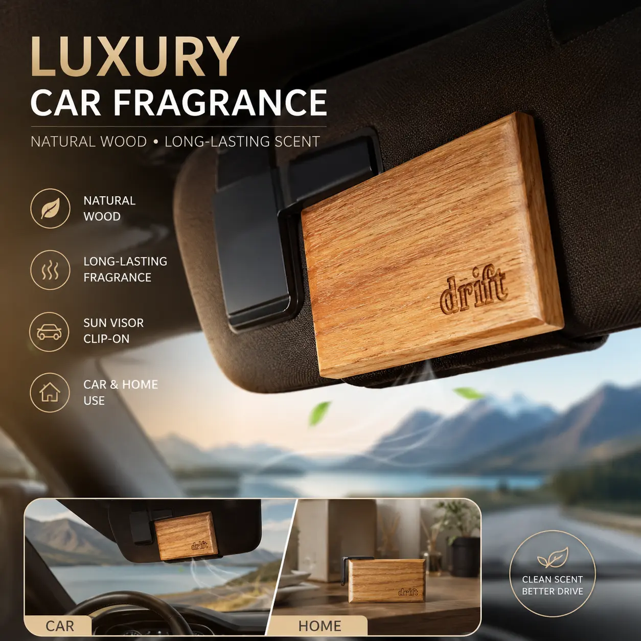 MAISIKE Wooden Car Fragrance Clip - Minimalist Aroma Diffuser with Long-Lasting Scent, Diffuser for Home, Fragranced Incense Holders, Scented Incense Holders Premium Vehicle Accessories diffuser