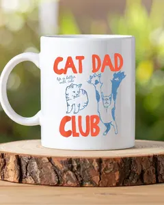 Cat Dad Club Mug, Funny Cat Lover Coffee Cup Gift for Proud Pet Fathers