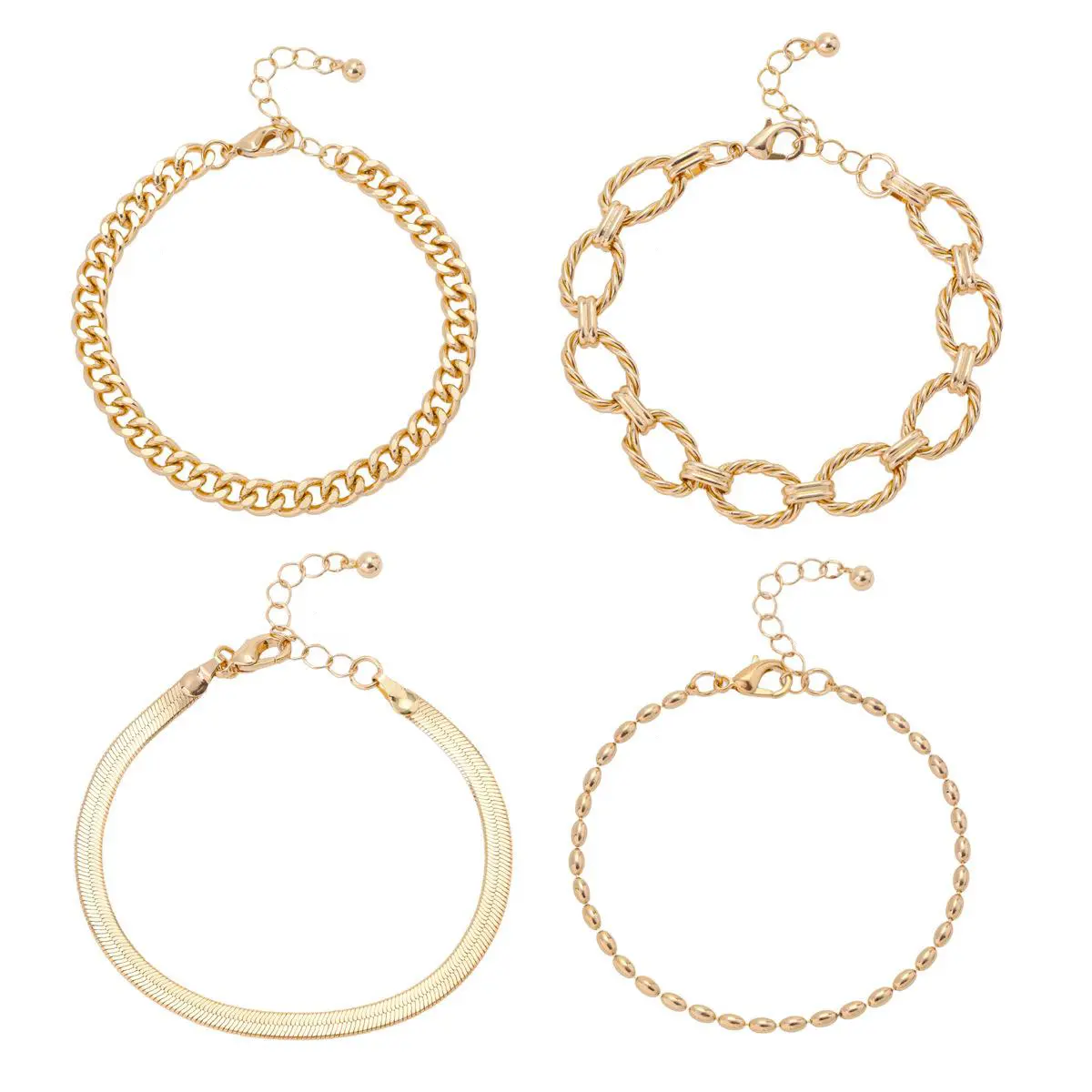 4-piece bracelet set, bracelets for women, Metal plated bracelet stack, light luxury jewelry set Fashionable Bangle Elegant Bangle Gold Bangles