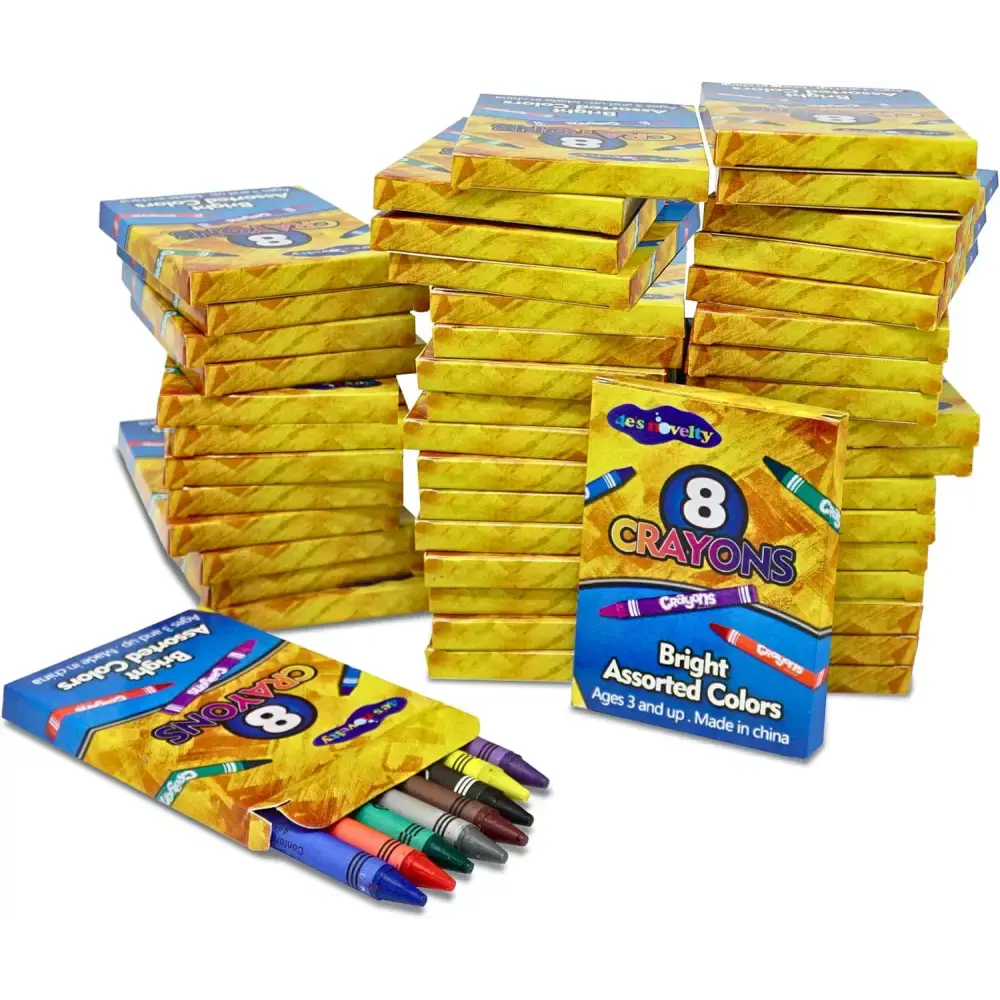 4E's Novelty 48 Boxes of 8-Pack Crayons - Bulk, Non-Toxic