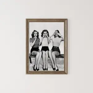 Speak No Evil Hear No Evil See No Evil Wall Art, Vintage Women Print, Retro Fashion, Black and White