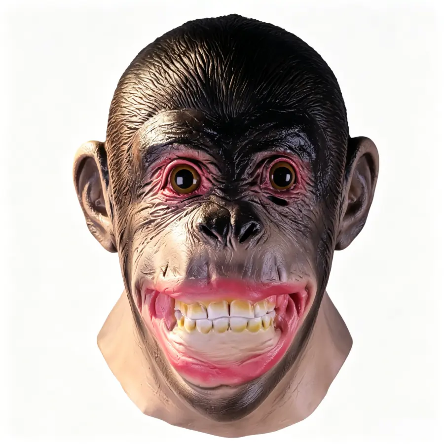 Ultra-Realistic Latex Chimpanzee Mask - Eye-Catching Funny Face Gorilla Animal Mask for Halloween Pranks, Cosplay, Photo Shoots