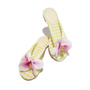Isla Bonita Gingham Slip On Sandals - Yellow