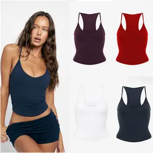 Yoga sports fitness vest women's chest padded high elastic quick-drying U-neck nude dance training running suspenders sportswear
