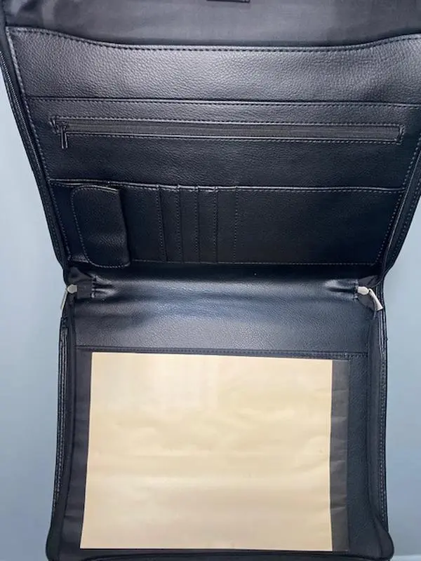 Elegant Black Leather Briefcase with Dual Handles for Professional Use