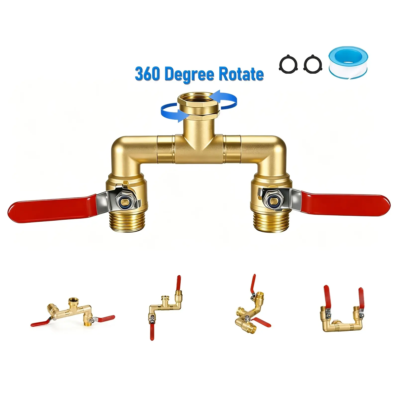 POMEADE Hose Splitter: 2-Way Heavy-Duty Brass Garden Hose Splitter With Long Handle Brass Faucet Adapter With 360° Rotating Design Suitable For Garden Hose Shut-Off Valves And Hose Fittings Compatible With Pressure Washers And Outdoor Irrigation Systems