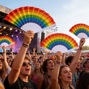 Spanish Rainbow Folding Fan Set, 2 or 4 Pieces, Dance Party Large Event Promotional Fan, Craft Gift Hand Fans