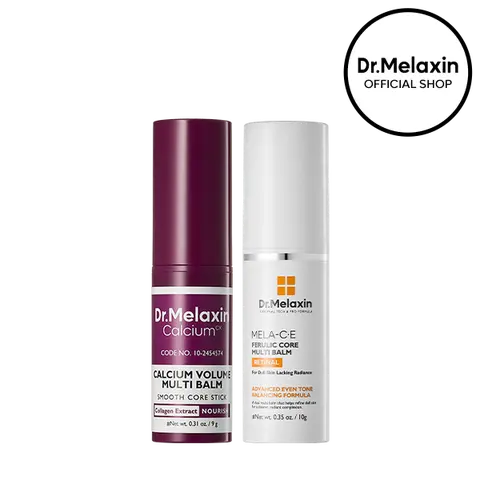 [Dr.Melaxin Official] Plump & Glow Multi Balm Stick Duo, 2-Piece | Calcium Volume Multi Balm + MELA-C·E Ferulic Retinal Multi Balm | Collagen, Vitamin C & Retinal for Fine Lines, Firming & Glow | Korean Skincare