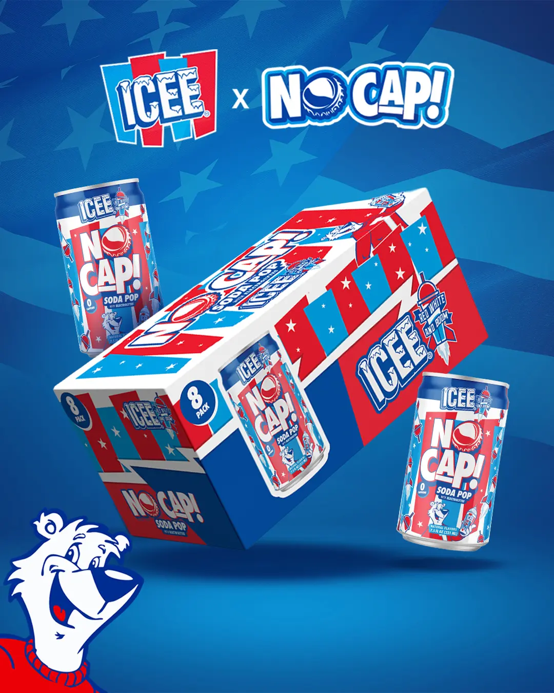NO CAP! Soda Pop - Red, White, and Boom - 7.5oz (8pk)