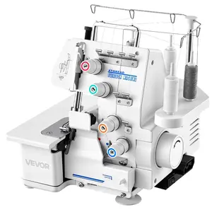 VEVOR Serger Overlock Sewing Machine, 1250 Stitches Per Minute, 2-3-5 Thread Capability, with LED Light and Strong Suction Feet, Heavy-Duty Metal Frame Sewing Machine for Various Fabrics, White