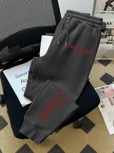 Men's Drawstring Waist Joggers Pants, Casual Fitted Thick Fabric, Geometric Pattern, Fall & Winter Sports Wear, Versatile Activewear