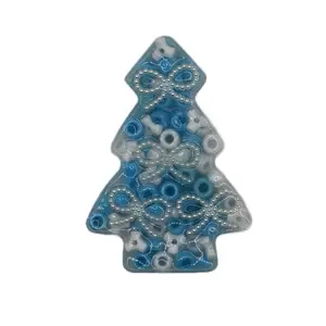 Silicone Blue & White Christmas Tree & bows Picky Pad for Stress Relief and Anxiety Reduction - Skin Picking Relief fidgets