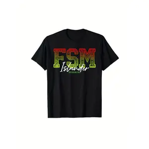 New FSM Islander Micronesia Reggae T-Shirt, Casual Crew Neck, Short Sleeve T-Shirt - Machine Washable, Ideal Gift for Friends and Family FIY Men's T-Shirts Fun Shirts Comfort Wear Casual Short-Sleeve Menswear Graphic Tee