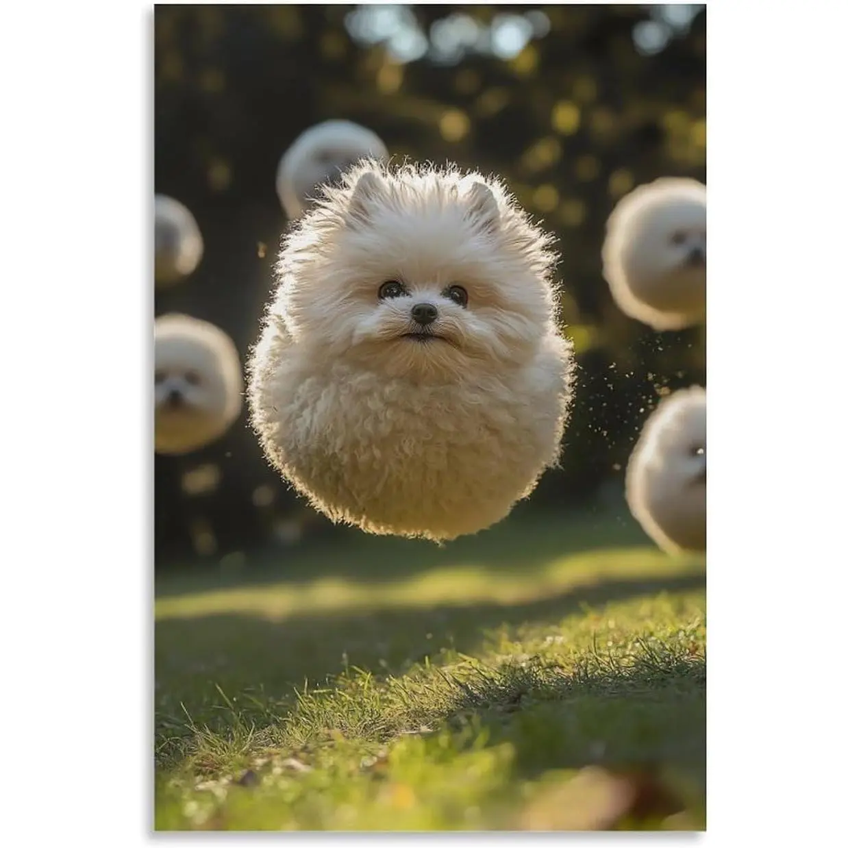 Unframed Canvas Painting - Dog Pictures Funny Pomeranian Ball Poster Print Cute Meatball Puppy Nature Background Canvas Student Dormitory Teen Girls Kids Room Pet Decor Unframed 12X18 Inch Gifts Decoration Colorful Ornaments Photo Wall