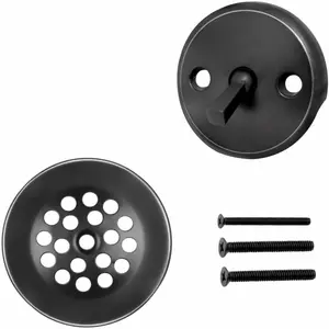 Bathtub Drain Kit with Strainer, 2-Hole Overflow Faceplate, Matching Screws, Tub Drain Trim Replacement Set for Bathroom Bathtubs