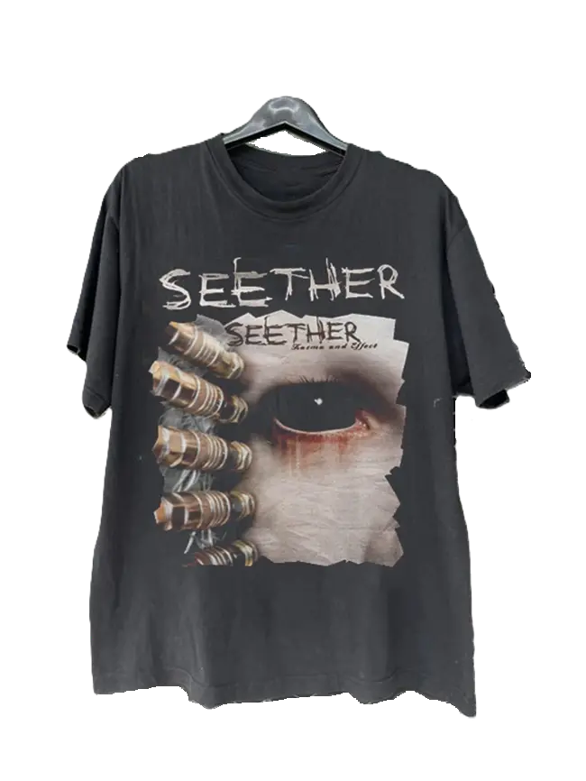 Seether Karma and Effect T-shirt, Unisex Cotton One Side T-Shirt Fabric Menswear