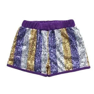 Summer Purple Stripe With Sequin Shorts Summer Purple Stripe With Sequin Shorts