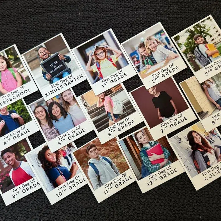 First Day of School Magnetic Photo Prints - Preschool to College, Classic Polaroid Style, Water-Resistant Satin Paper, Durable Magnetic Backing, 2.5" x 3" Size