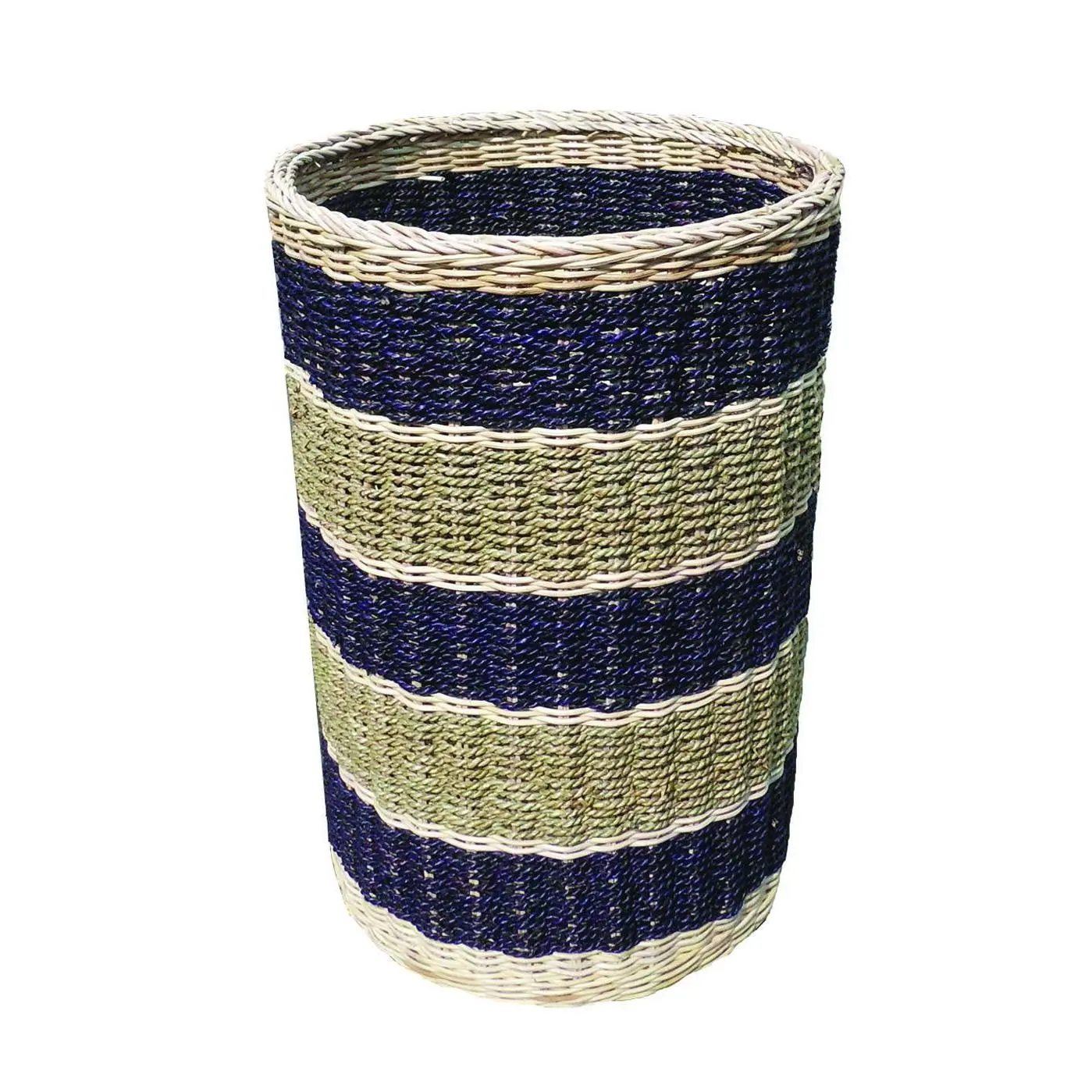 D-Art Abaca Stripe Round Tall Basket