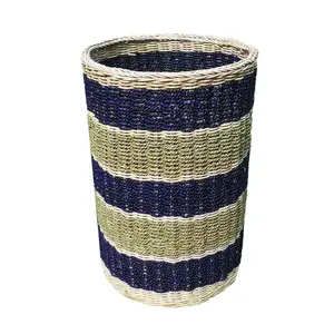 D-Art Abaca Stripe Round Tall Basket