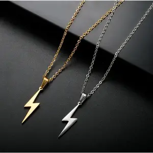 Quality Stainless Steel Super Lightning Bolt Pendant Power Necklace