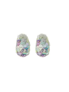 Unique Rainbow Mother-Of-Pearl Mosaic Earrings, Ear Accessories, Perfect for Casual & Vacation, Hypoallergenic, Natural Shell Ear Cuffs