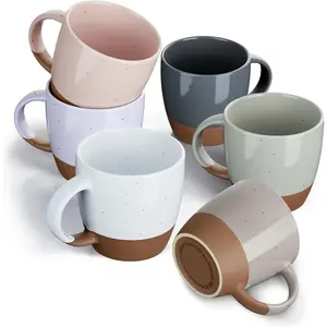 Ceramic Coffee Mugs Set of 6 (Large),18 oz Coffee Cups with Handle, Latte Mug, Big Mug for Women, Men, Great for Tea Hot Chocolate, Microwave Safe, Modern, Unique Style for Any Kitchen