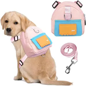 Dog Backpack for Small Dogs to Wear,Cute Pet Puppy Harness Backpacks with Leash Adjustable Dog Self Carrier Bag for Travel Hiking Daily Walking (S, Pink)