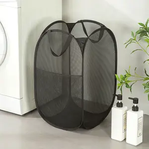 Foldable Mesh Airflow Laundry Basket, Portable Convenient Clothes Storage Basket, Household Laundry Basket for Home Use