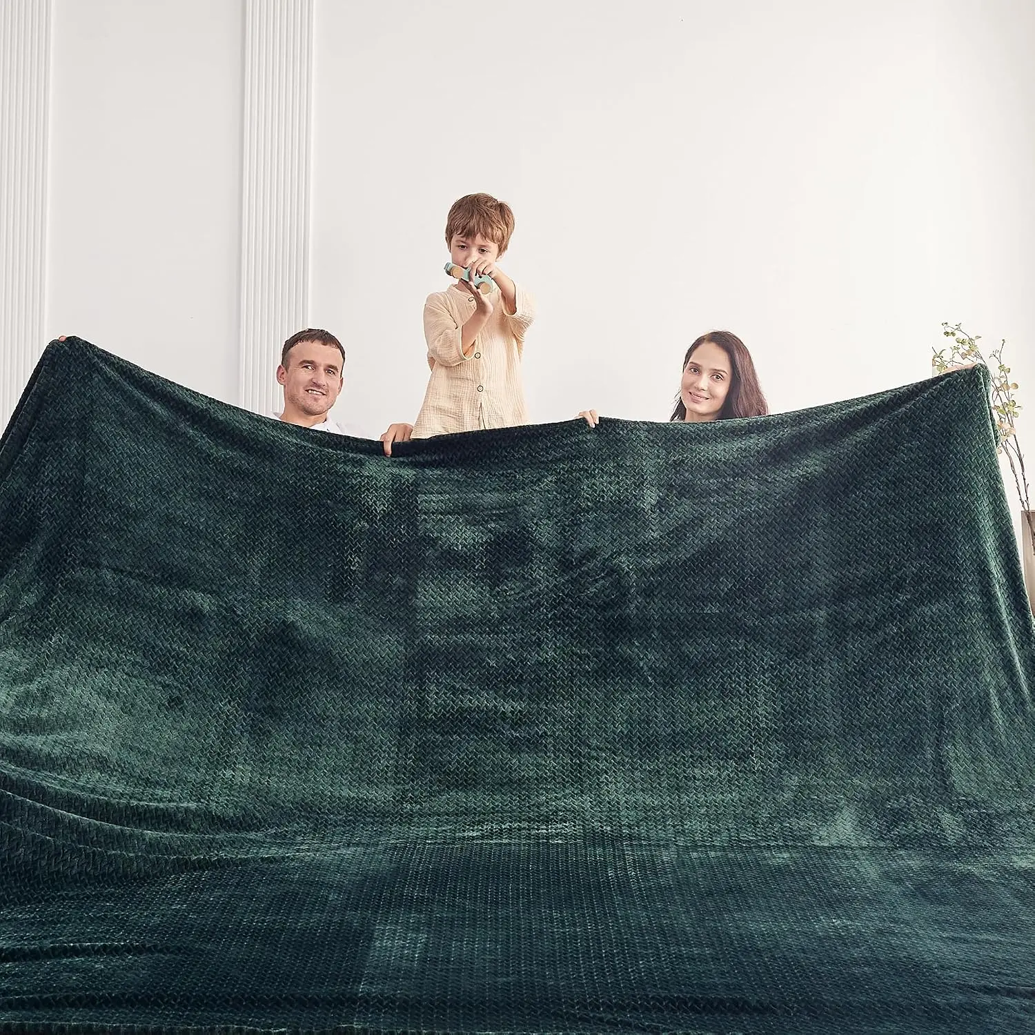Oversized King Fleece Blanket 120x138 In California King Throw Forest Green