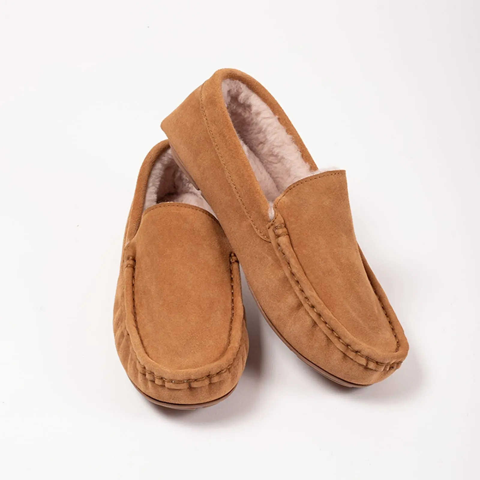 PACAS Men's Alpaca Lined Moccasin Slippers, Indoors and Outdoors Slippers, Menswear, Men's Footwear