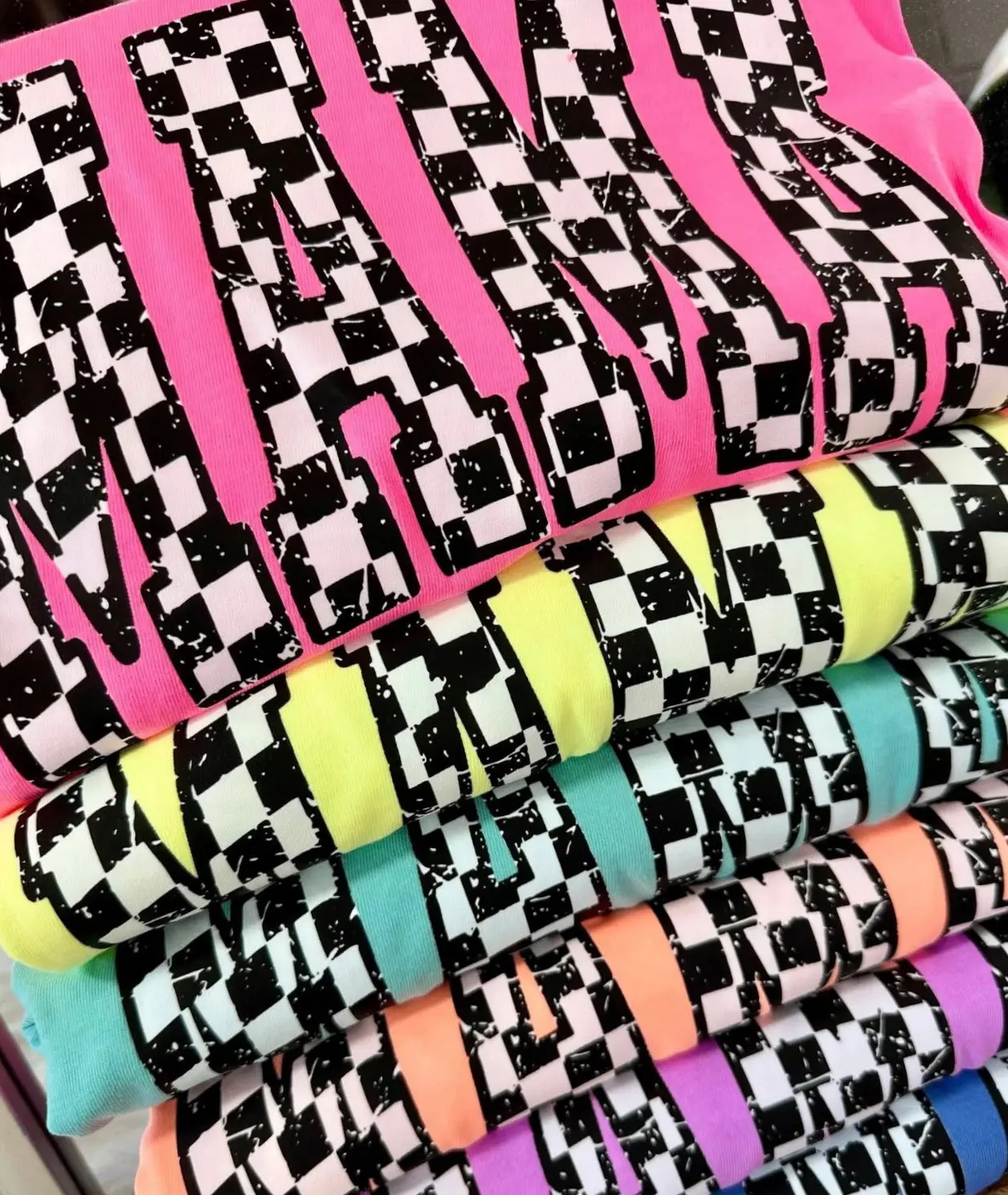 Neon Mama Checkered T Shirt