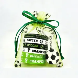Football Party Gift Set, Includes Silicone Wristband and Keychain, Football Champion Wristband Set, Perfect for Parties and Matches