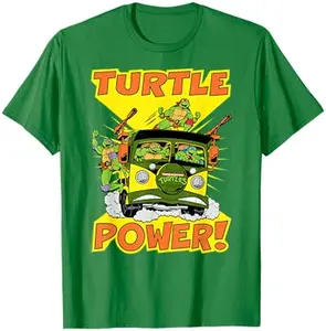 TMNT Turtle Power Van Retro Tee | Teenage Mutant Ninja Turtles Graphic T-Shirt | Vintage 90s Cartoon Streetwear Shirt | Unisex Cotton Tee | Turtle Fan Gift