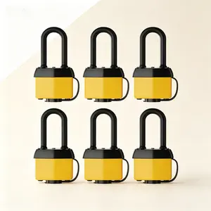 Weatherproof Steel Padlock with Same Key, Long Shackle for Gate Fence Shed Garage, Outdoor Padlock Set, Reusable, No Glue Required, 6 Pack