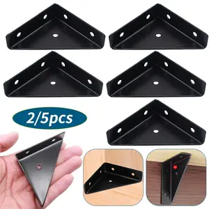 2/5pcs black corner code, fixed bracket, right angled triangle fastener, furniture repair, used for tables, chairs, cabinets, shelves