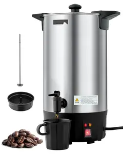 Commercial Coffee Urn, 60-Cup (9-Liter) Hot Beverage Dispenser With Dripless Faucet, Large Stainless Steel Commercial Coffee Maker For Catering, Parties, Church Events, Restaurants, And Business Office Use