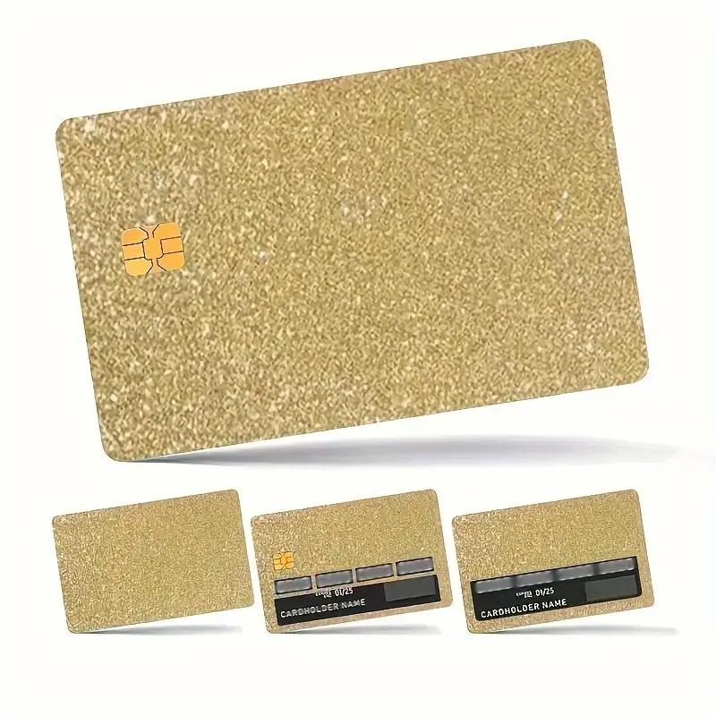 Rechal 4pcs/set Shimmering Glitter Card Stickers - Trendy Fashion for Men/Women - Color Changing Design - Non-Stick Safe for Credit, Shopping & Bus Cards