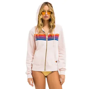 5 STRIPE HOODIE - LIGHT PINK // PURPLE // ORANGE