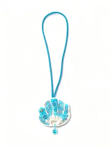 New Fashion Blue Shell Bead Embroidery Bag Charm, Unique Handmade Floral Design, Perfect for Straw Bags and Beach Bag Decorations