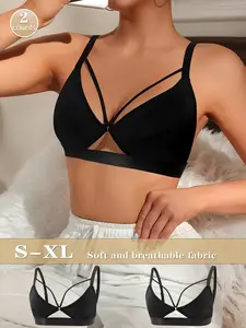 2PCS Ultimate Lift! Seamless Smooth Push Up Bra for Small Bust, Breathable Wire-free Bralette with Criss-cross Back Support