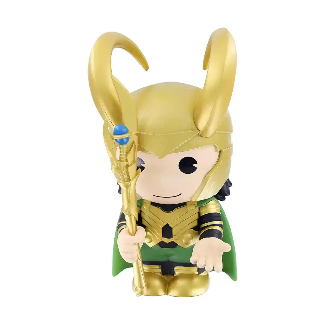 Monogram Marvel Loki Figural PVC Piggy Bank - Mischief Themed Collectible, Full-Detail Coin Saver for Saving & Display, Home Decor Ornament