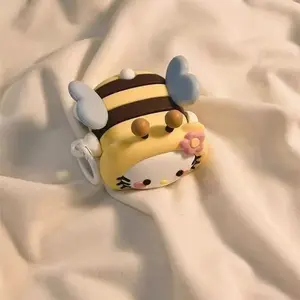 Cute Cartoon Kt Bee AirPods Case, Silicone Wireless Bluetooth-compatible Protective Cover, Soft Shell Compatible with Apple Pro2, Stylish Earphone Protector