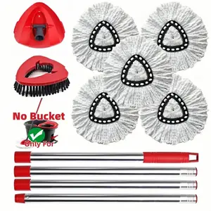 Spin Mop Replacement Heads Compatible with Oceda EasyWring 1-Tank System, 30-58" Mop Handle,Scrub Brush and Base Combo Set,Mop Refills Easy to Replace and Cleaning