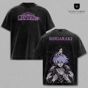 Tomura Shigaraki Vintage Washed Oversized T-Shirt – My Hero Academia Anime Graphic Tee, Decay Power Villain Manga Art Shirt, Casual Streetwear Apparel, Unisex Top, Gift for My Hero Academia Fans