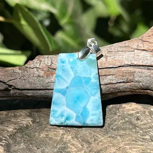 Sterling silver natural larimar pendant