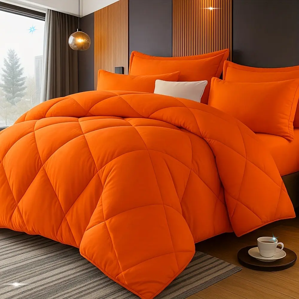 Solid Color Diamond‑Stitched Comforter Set, 2/3 Pieces Ultra‑Soft Microfiber Bedding Set, Lightweight Breathable Quilt with Pillowcases, Easy Care Bedroom Decor, Ideal Home Gift